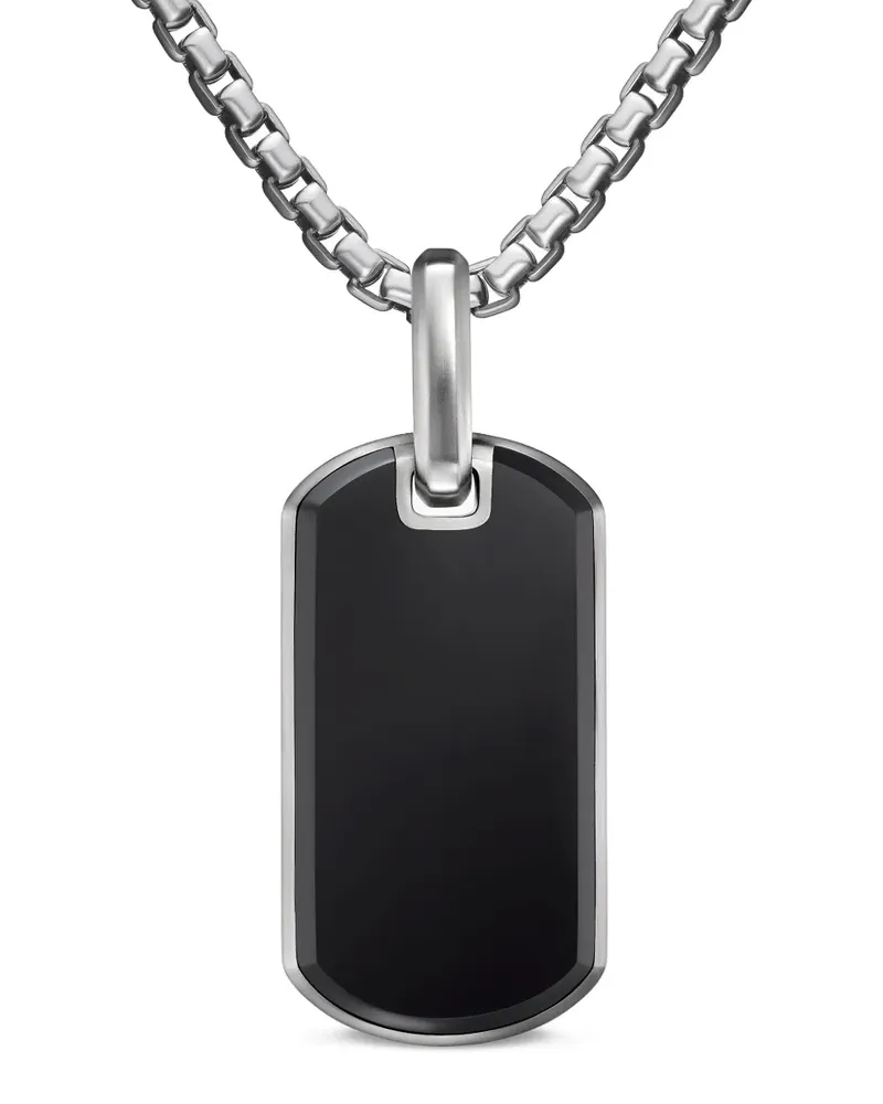 David Yurman Chevron Sterlingsilber-Anhänger mit Onyx 27mm Silber