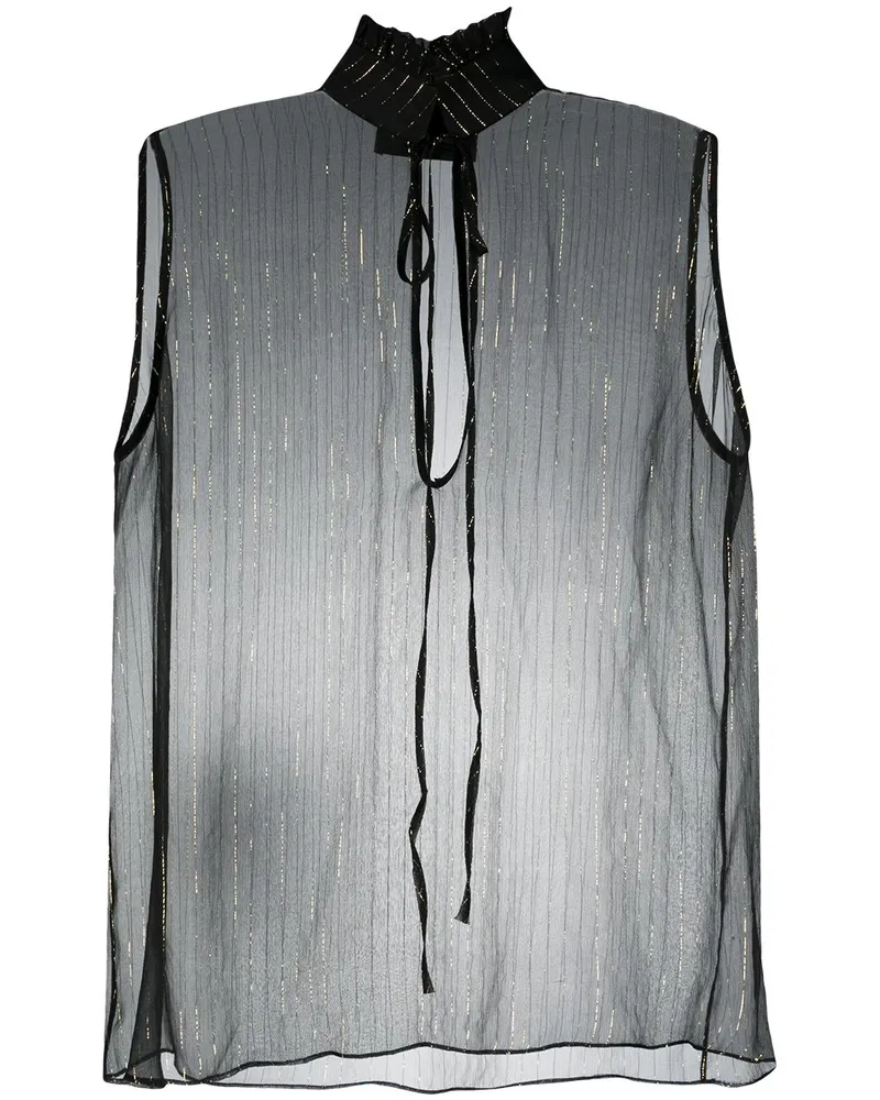 Philipp Plein Bluse mit Metallic-Streifen - Schwarz Schwarz