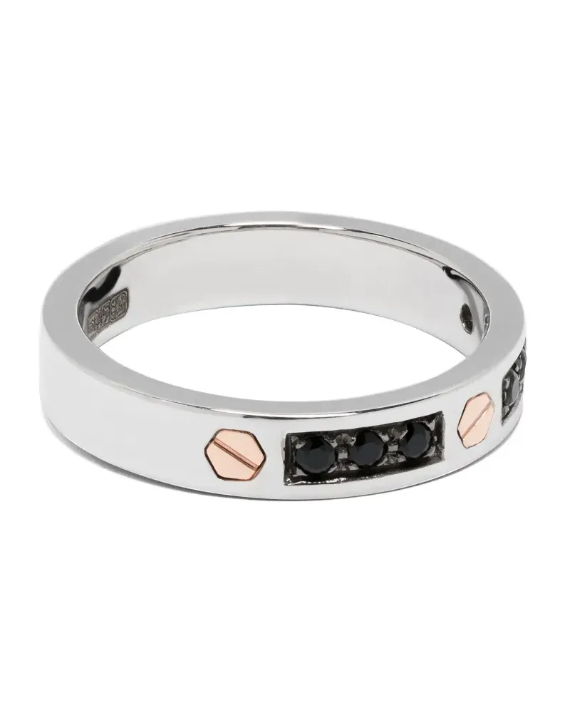 ZANCAN 18kt Rotgoldring mit schwarzem Spinell - Silber Silber