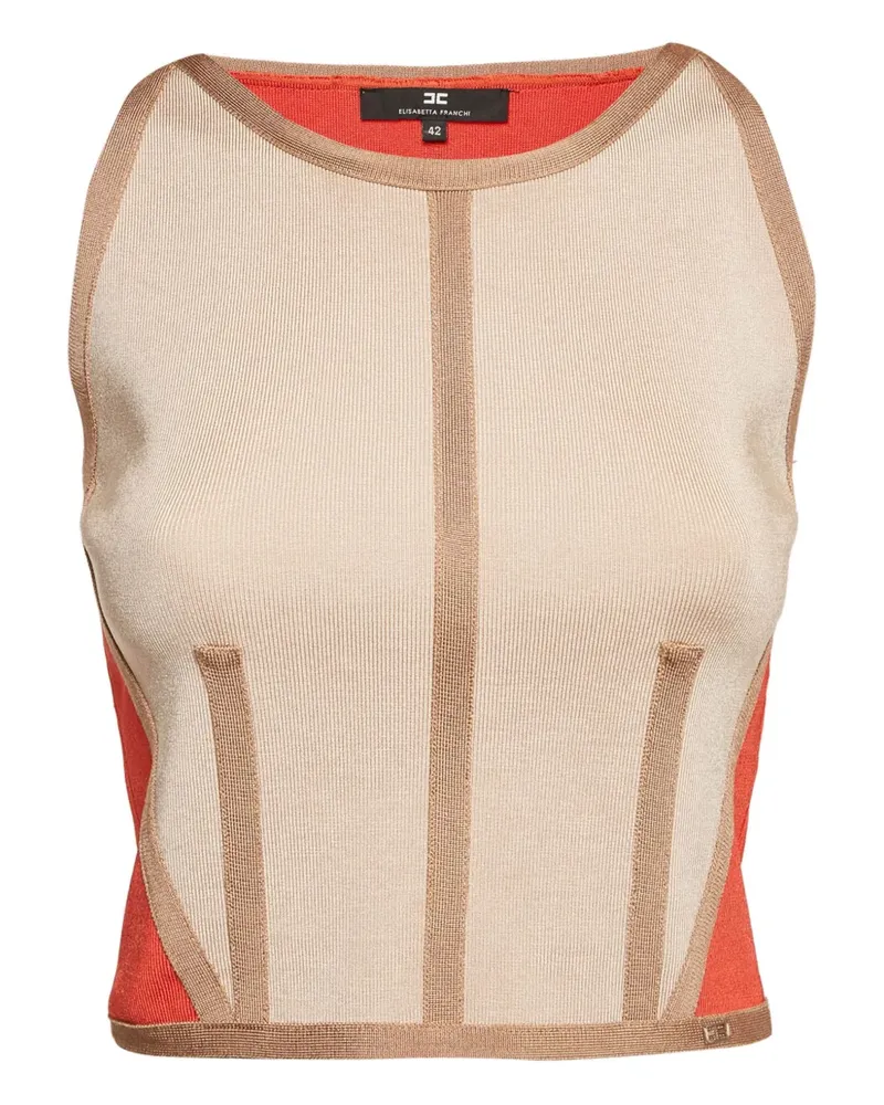 Elisabetta Franchi Geripptes Cropped-Strickoberteil - Nude Nude