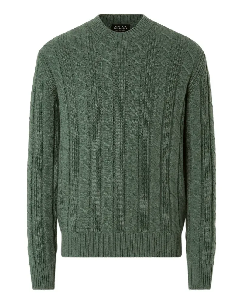Ermenegildo Zegna Hellblauer melierter Oasi Kaschmirpullover - Grün Grün