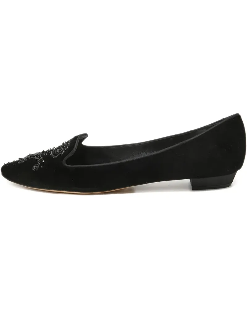 René Caovilla Loafer mit Samt-Finish - Schwarz Schwarz