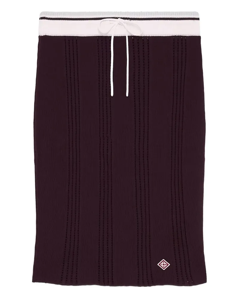 Casablanca Paris ribbed-knit cotton midi skirt - Violett Violett