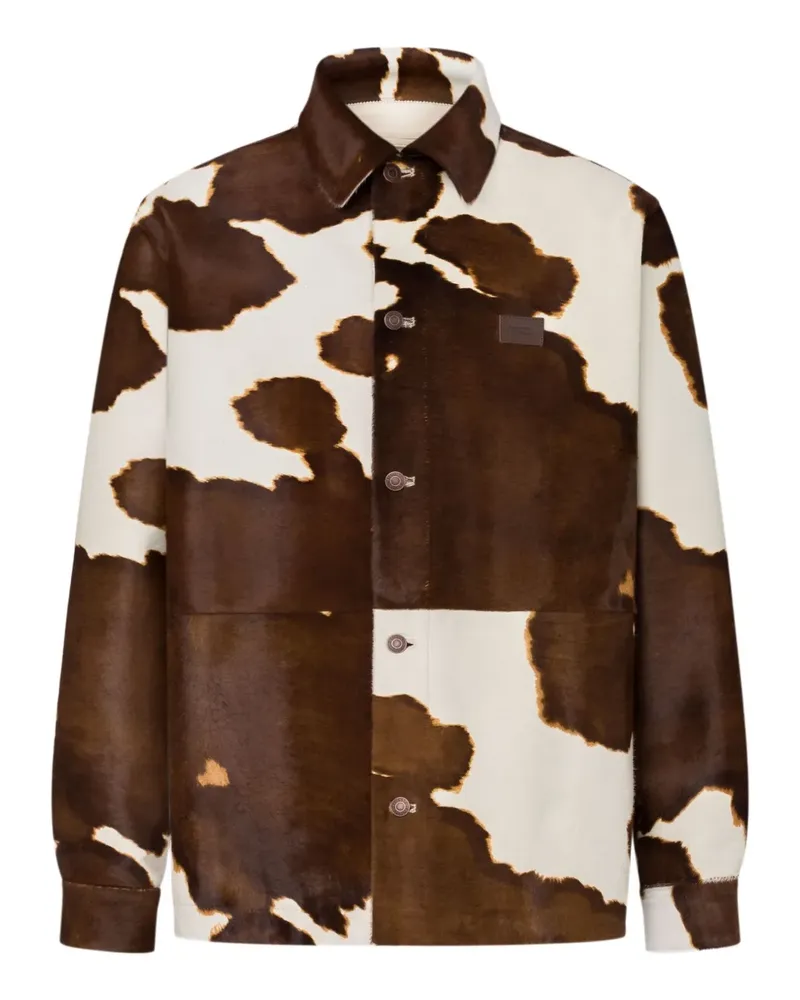 Moschino Geknöpfte Jacke mit Kuh-Print - Braun Braun