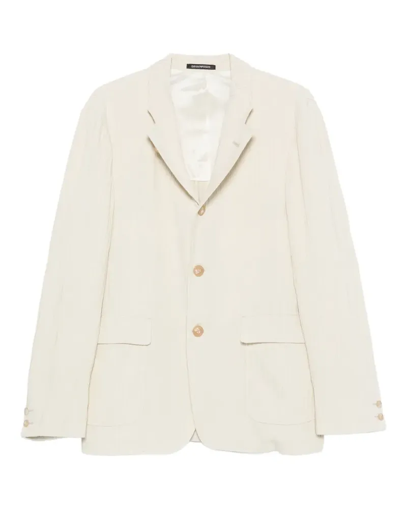 Emporio Armani crinkled-finish buttoned blazer - Nude Nude
