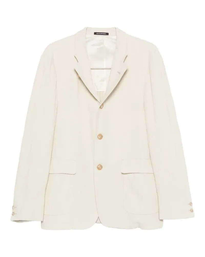 Emporio Armani crinkled-finish buttoned blazer - Nude Nude