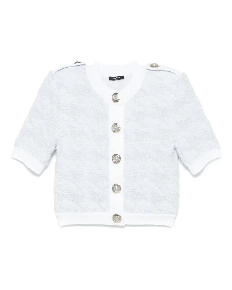 Balmain Kurzärmeliger Tweed-Cardigan - Blau Blau