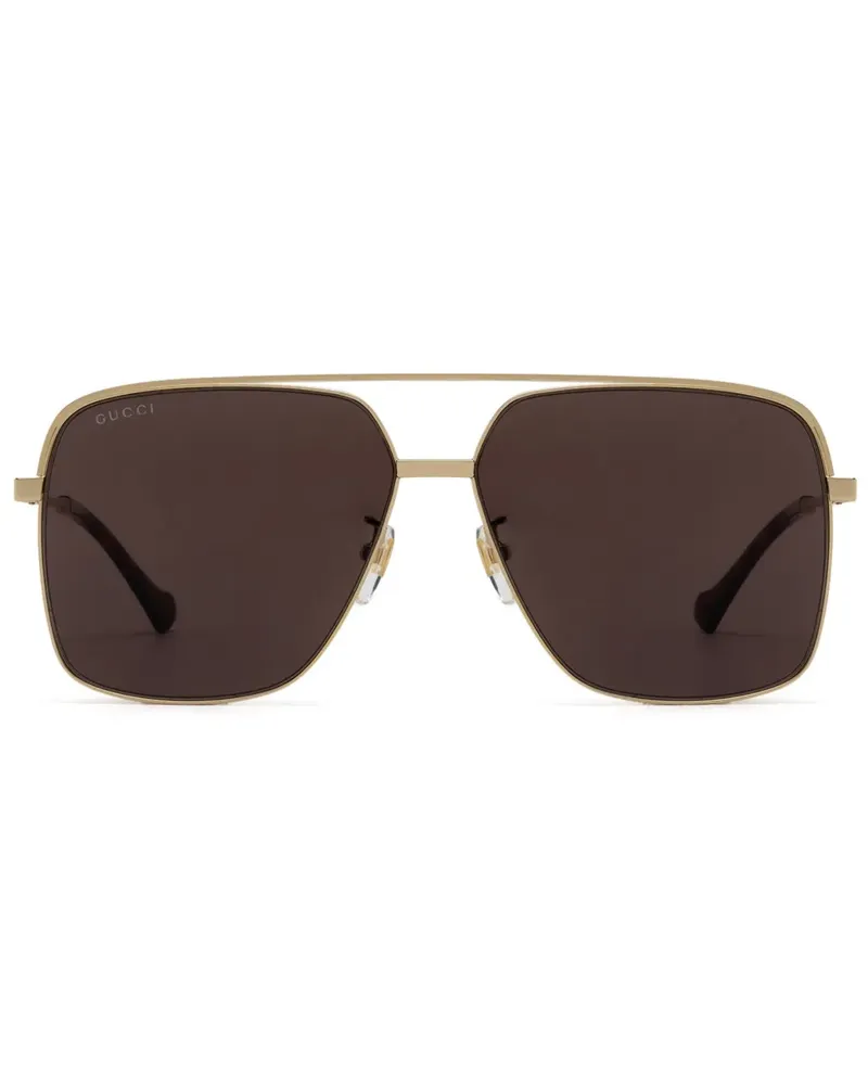 Gucci Sonnenbrille mit eckigem Gestell - Gold Gold