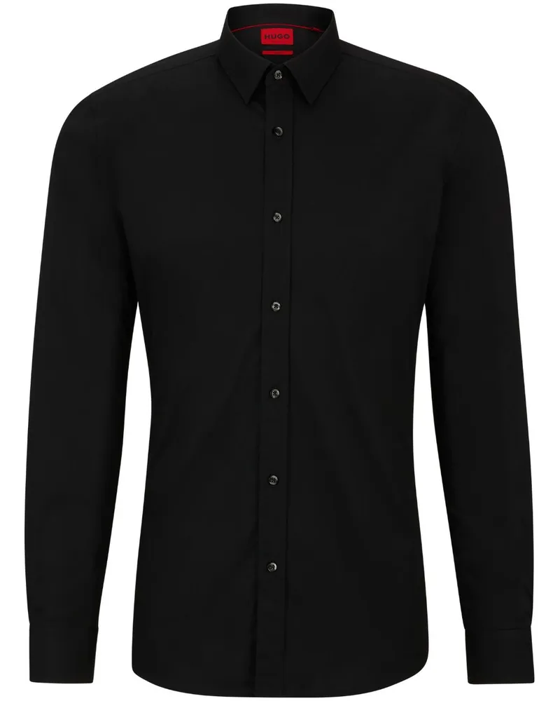 HUGO BOSS Schmales Hemd aus Popeline - Schwarz Schwarz