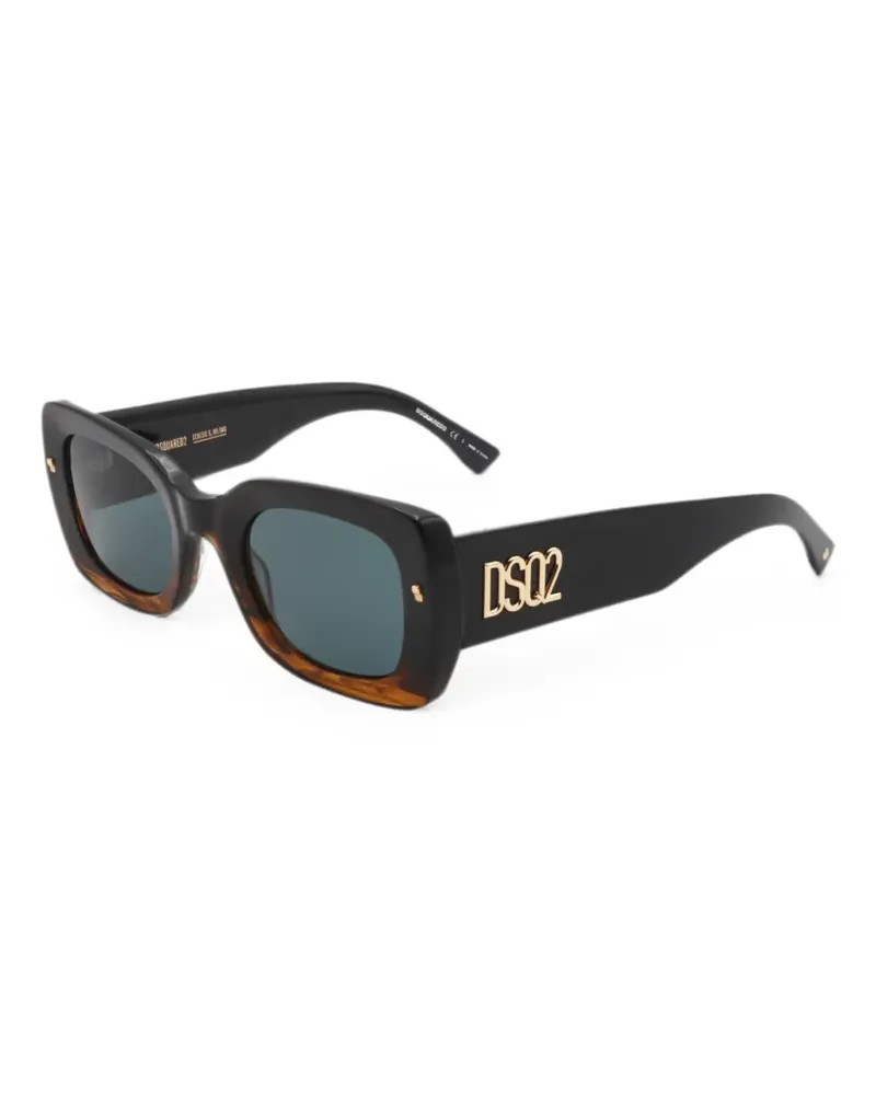 Dsquared2 Eckige Sonnenbrille mit Logo - Schwarz Schwarz