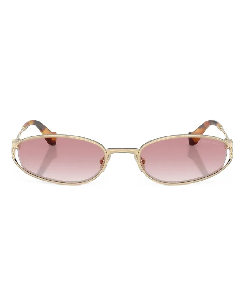Miu Miu Sonnenbrille mit ovalem Gestell - Gold Gold