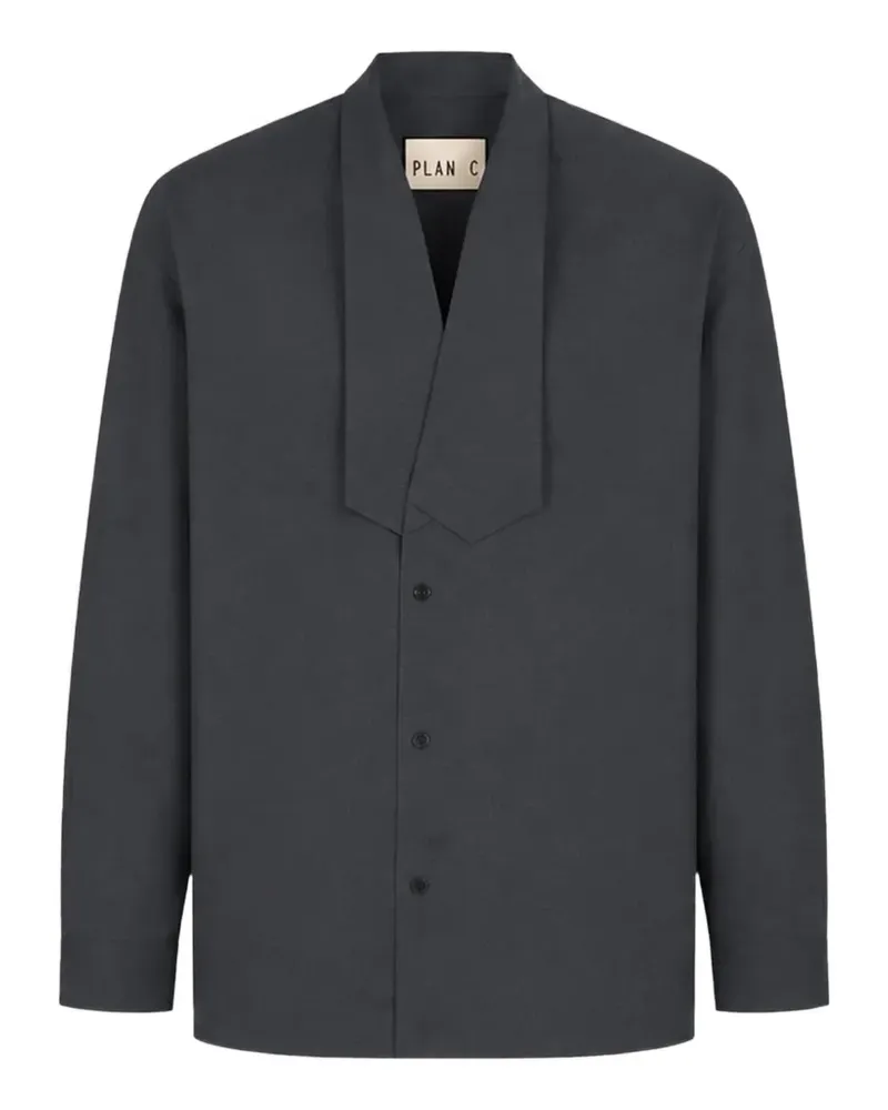 PLAN C scarf-detail long-sleeve shirt - Grau Grau