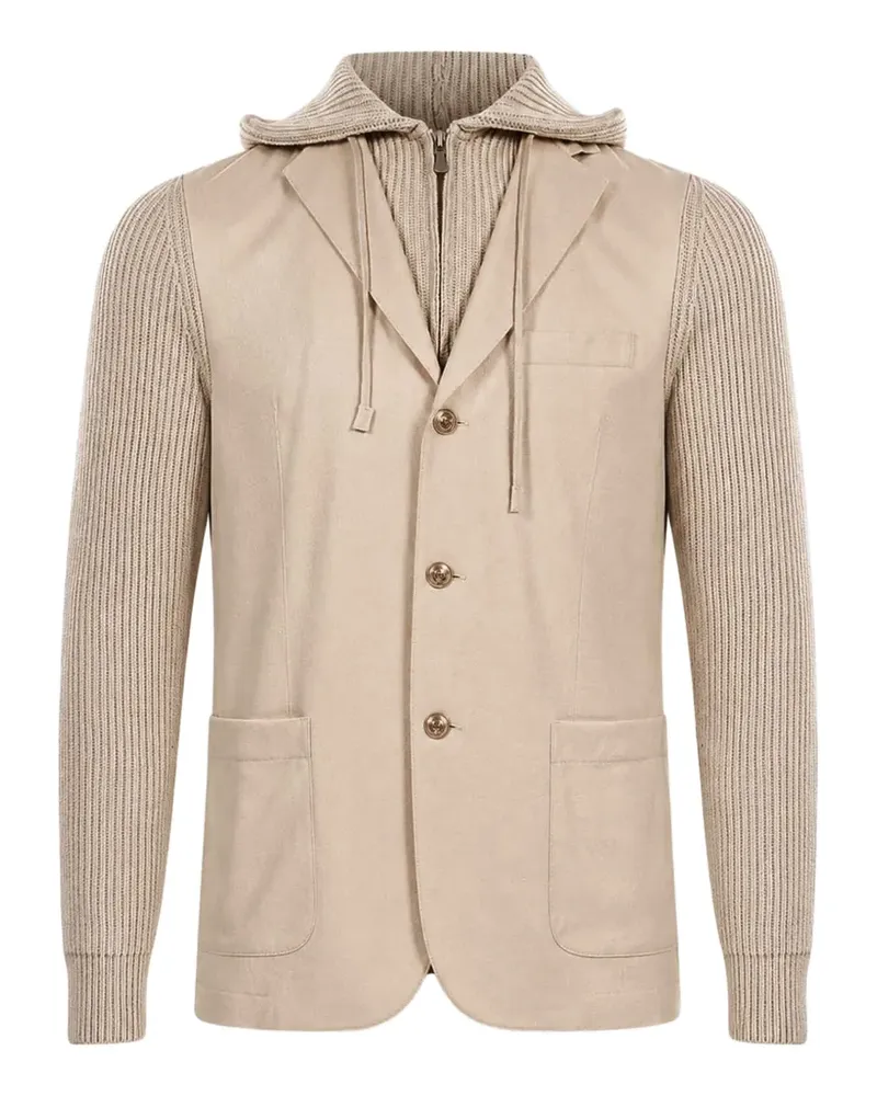 Eleventy Gerippte Kapuzenjacke - Nude Nude