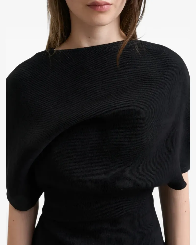 Séfr Drapiertes Naomi Midikleid - Schwarz Schwarz