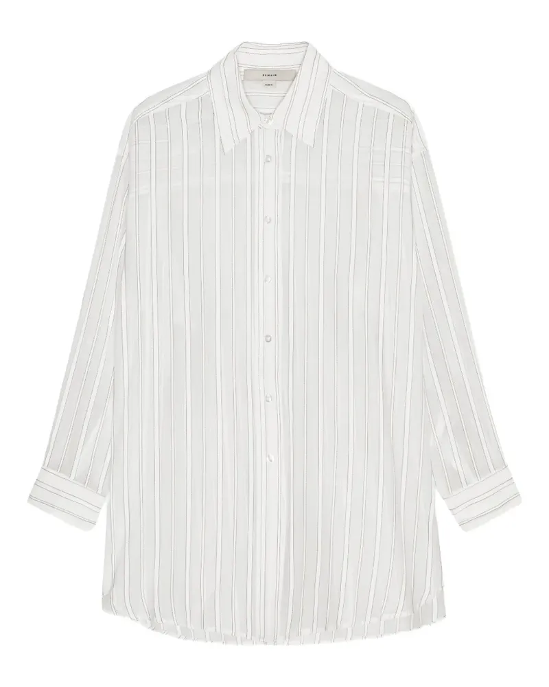 REMAIN Gestreiftes Button-down-Hemd - Weiß Weiß