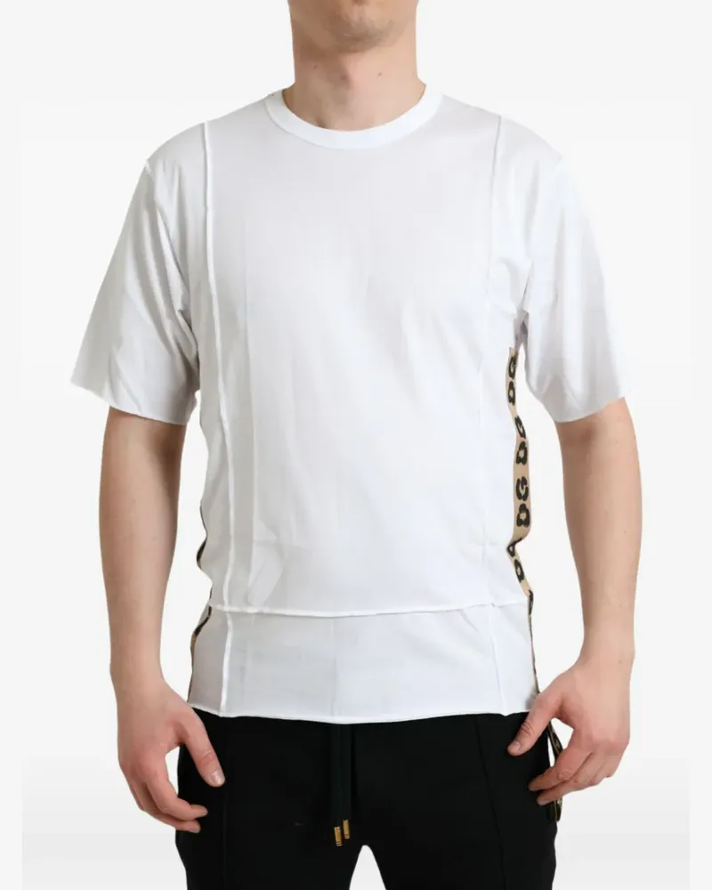 Dolce & Gabbana T-Shirt mit Logo-Streifen - Weiß Weiß