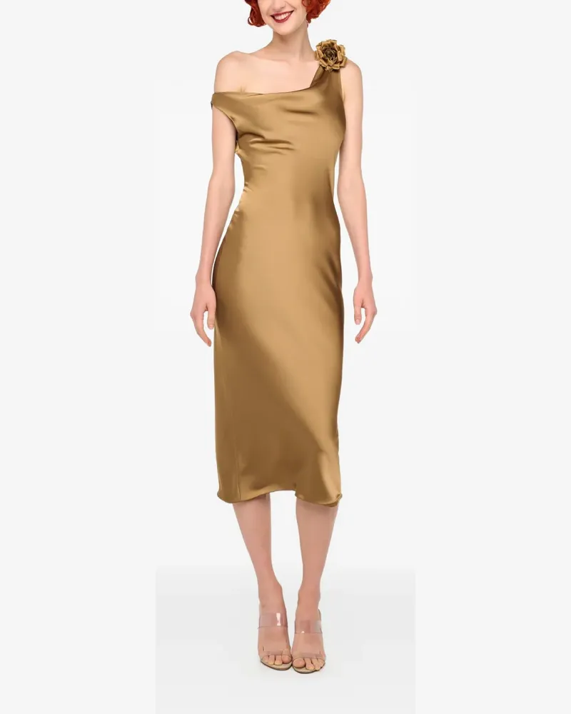 Norma Kamali Maria Kleid mit tiefen Schultern - Braun Braun