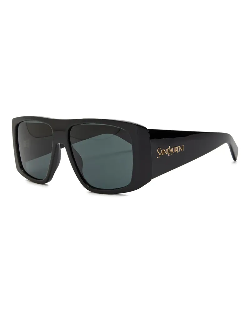 Saint Laurent Sonnenbrille mit eckigem Gestell - Schwarz Schwarz