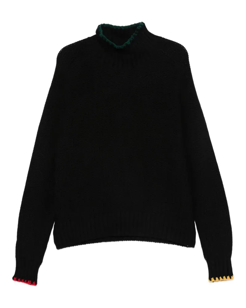 YMC Pullover mit Waffeloptik - Schwarz Schwarz