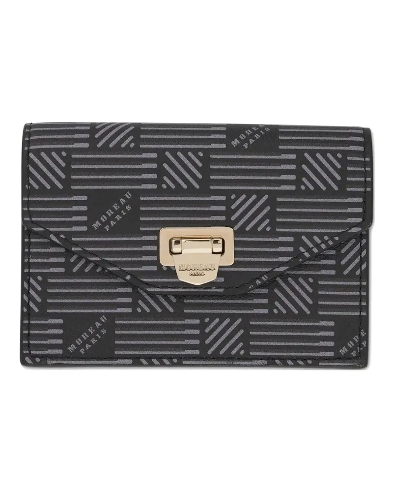 Moreau Paris flap logo-print leather wallet - Schwarz Schwarz
