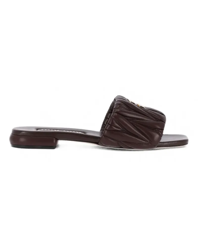 Miu Miu Matelassé nappa leather slides - Braun Braun