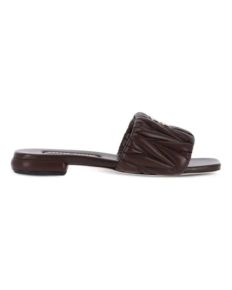 Miu Miu Pantoletten aus Matelasse-Leder - Braun Braun