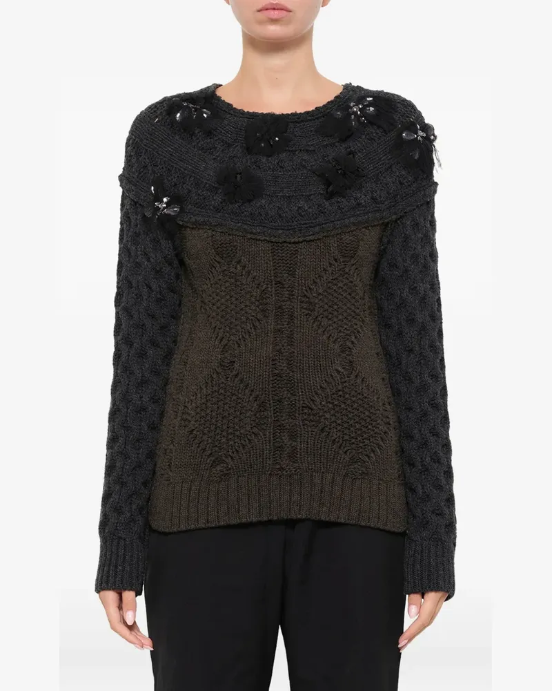 Lanvin embroidered cable-knit sweater - Grau Grau