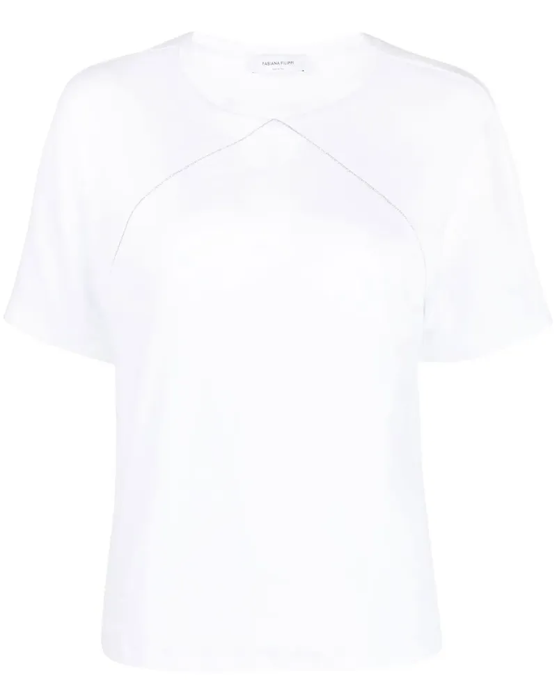 Fabiana Filippi T-Shirt mit Perlen - Weiß Weiß