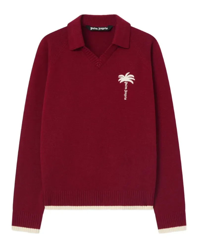 Palm Angels Lockerer Palm Tree Pullover mit V-Ausschnitt - Rot Rot