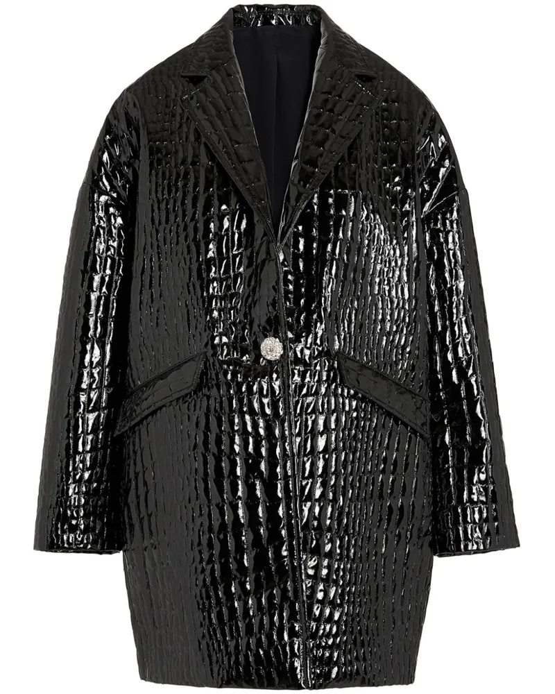 Giambattista Valli Mantel mit Kroko-Effekt - Schwarz Schwarz