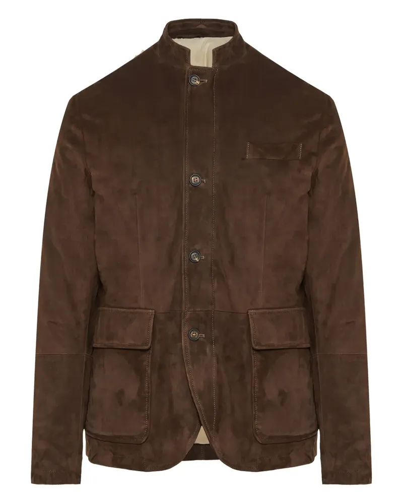 Eleventy Wildlederjacke mit Knopfleiste - Braun Braun