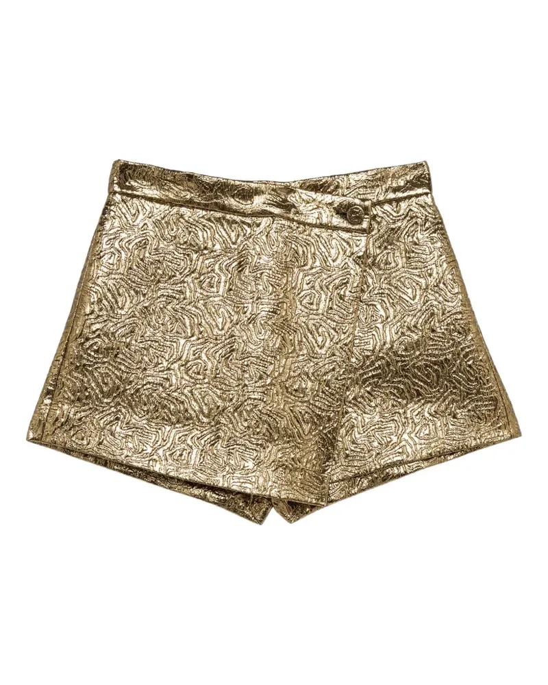 MSGM brocade-effect wrap shorts - Gold Gold