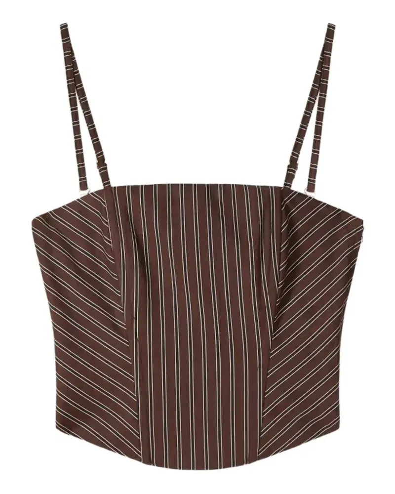 Patrizia Pepe striped corset-style cotton top - Braun Braun