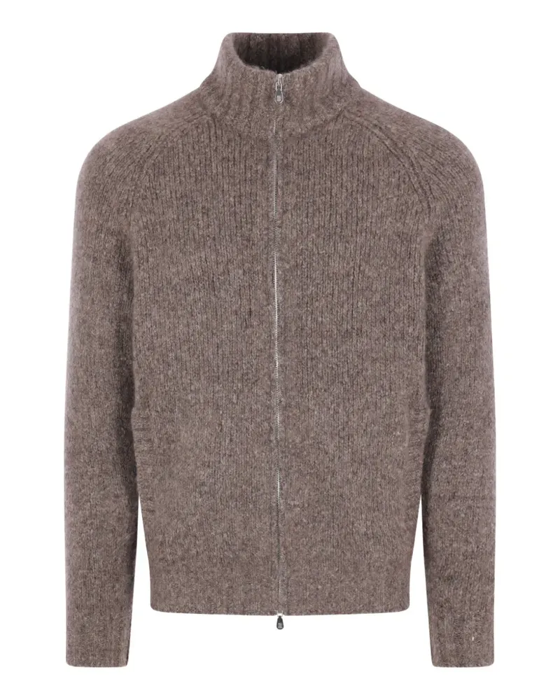 Brunello Cucinelli ribbed-knit zip-up cardigan - Braun Braun