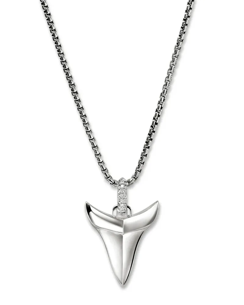 John Hardy Shark Tooth Talisman Halskette mit Diamanten - Silber Silber