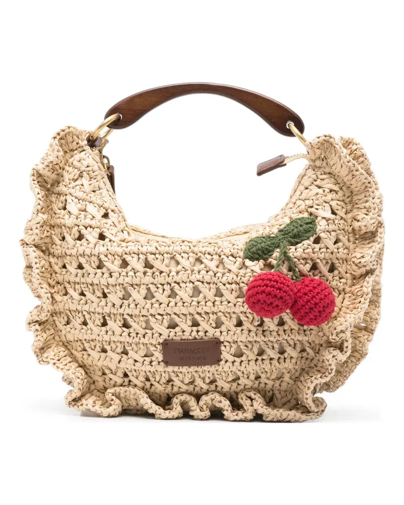 Twin-Set cherry-detail tote bag - Nude Nude