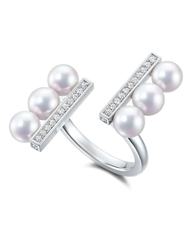 TASAKI Balance Parallel Neo Ring mit Diamantenpavé - Silber Silber