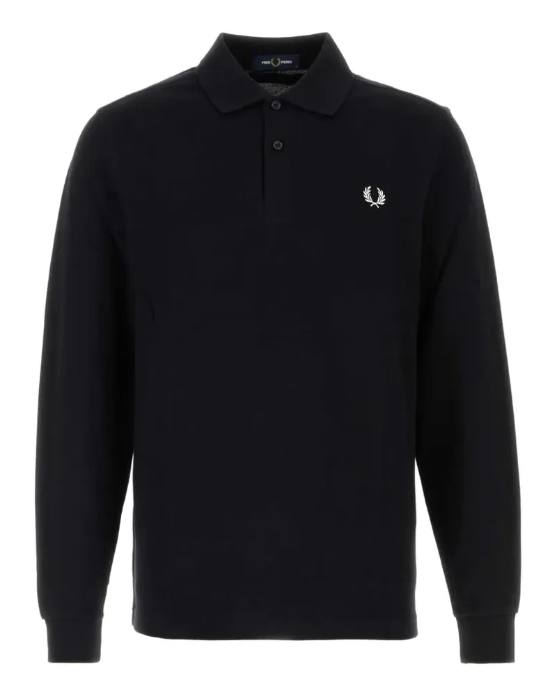 Fred Perry long-sleeve logo-embroidered polo shirt - Schwarz Schwarz