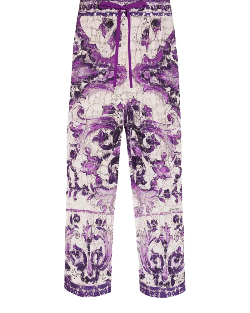 Dolce & Gabbana Hose mit Majolica-Print - Weiß Weiß