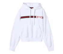 Gestreifter Hoodie mit Logo - Weiß