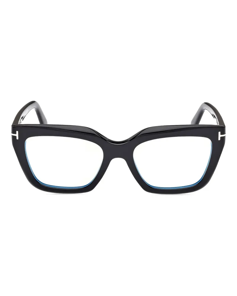 Tom Ford Eckige Brille mit Scharnier-Detail - Schwarz Schwarz