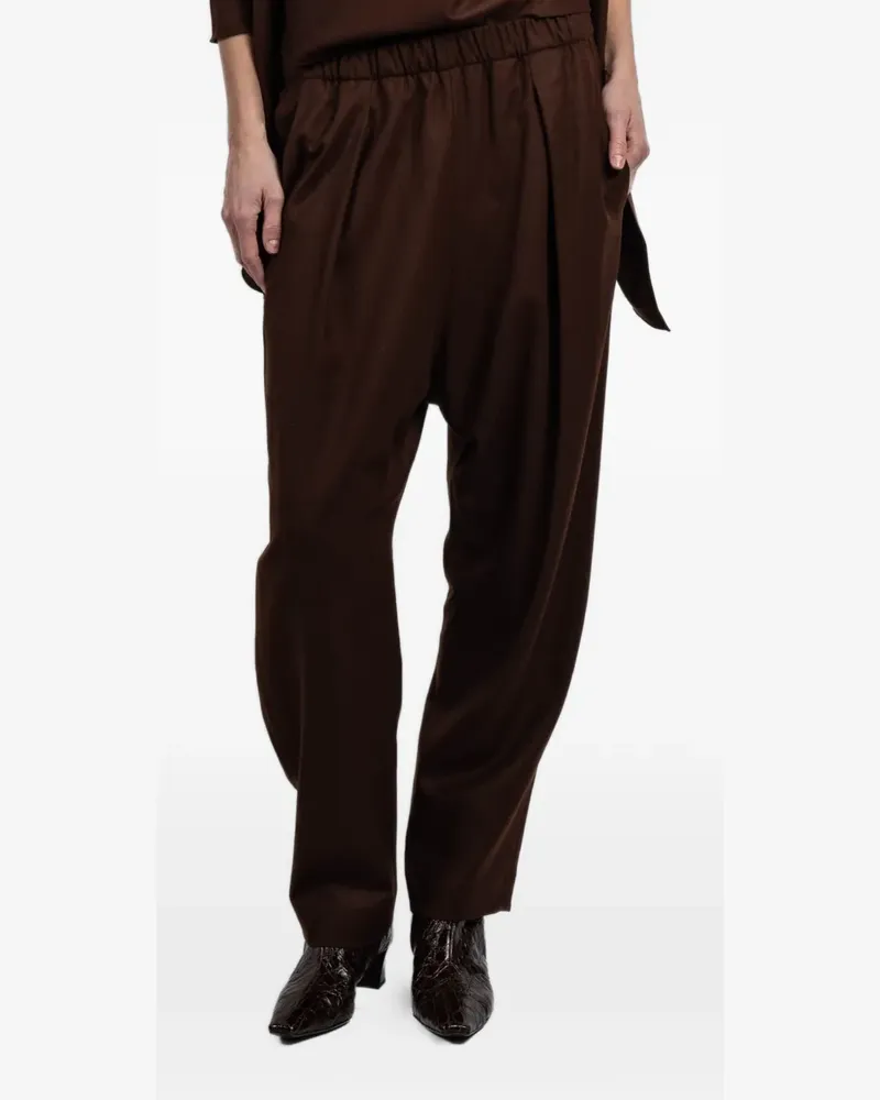 Cortana Jackie elasticated-waist pleated trousers - Braun Braun