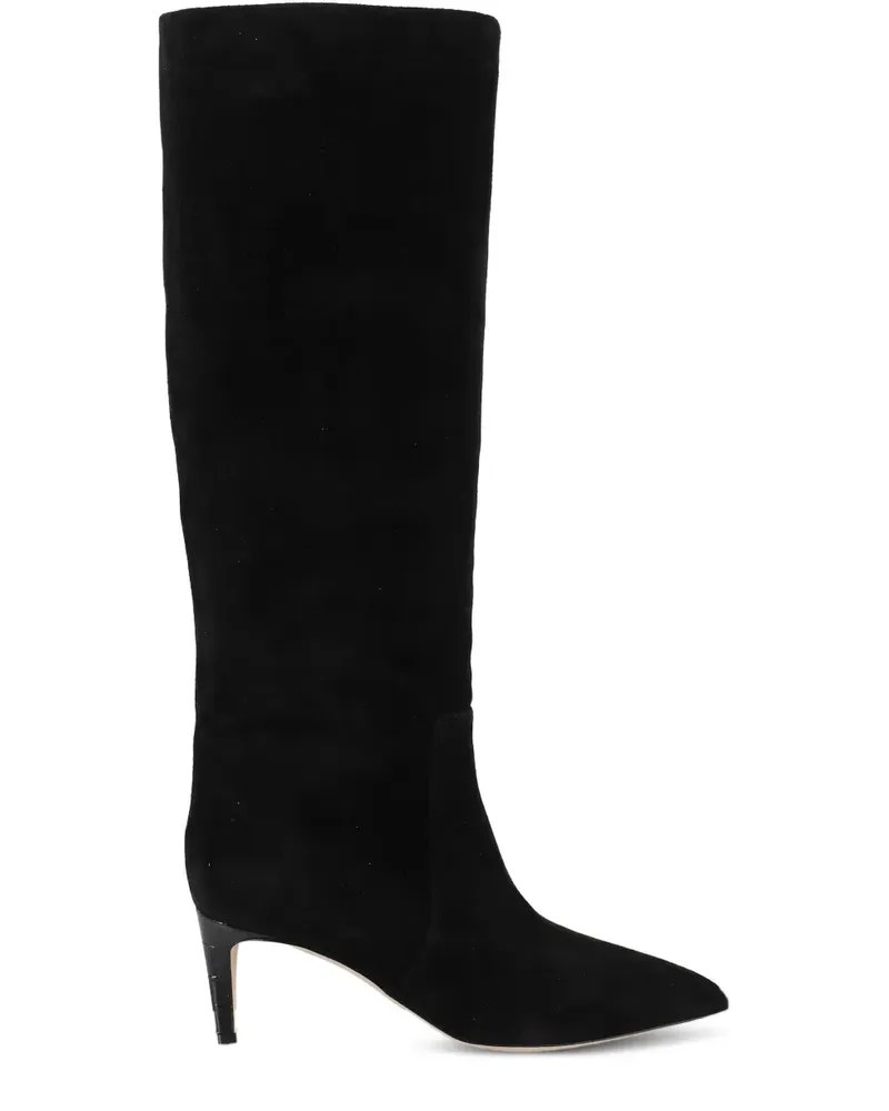 Paris Texas Kniehohe Wildleder-Stiefel mit spitzer Kappe - Schwarz Schwarz