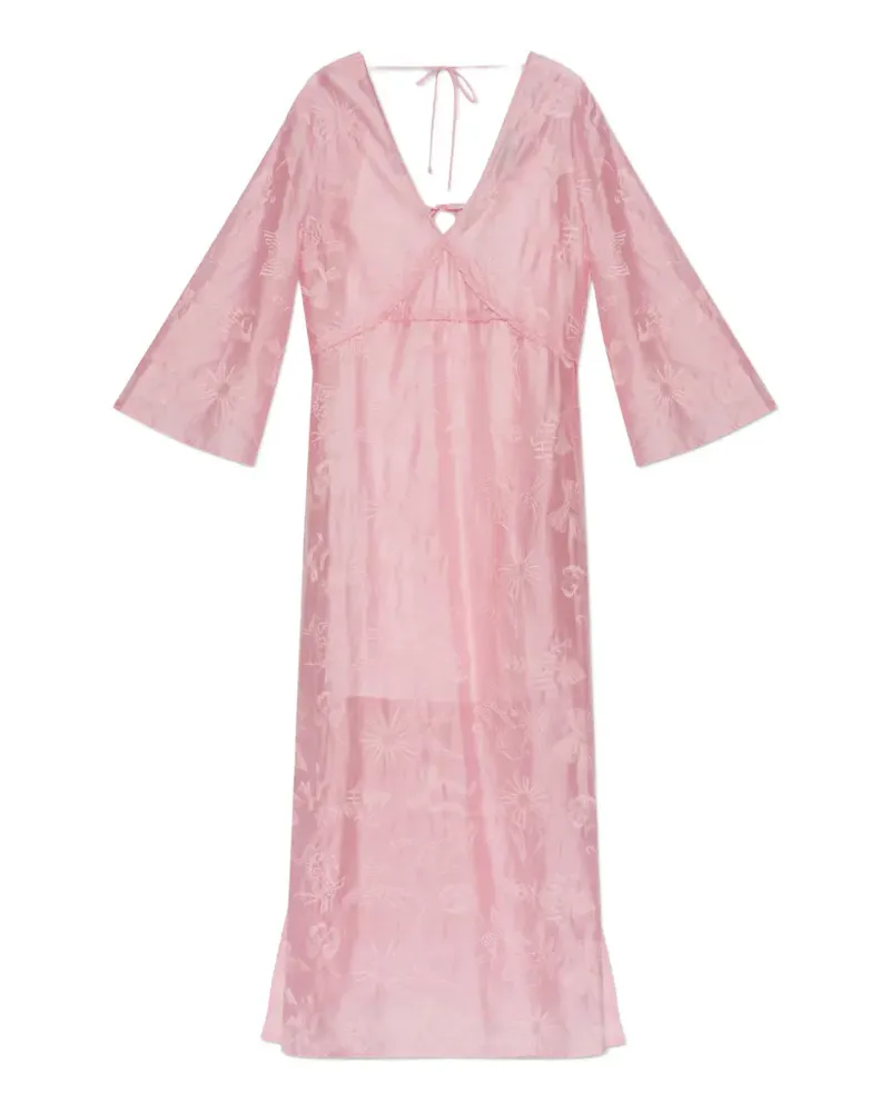 MUNTHE Boris embroidered sheer maxi dress - Rosa Rosa