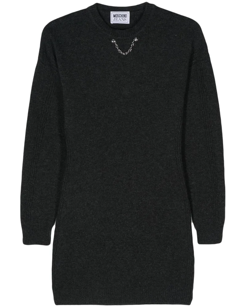 Moschino Gestricktes Kleid mit Zierkette - Grau Grau