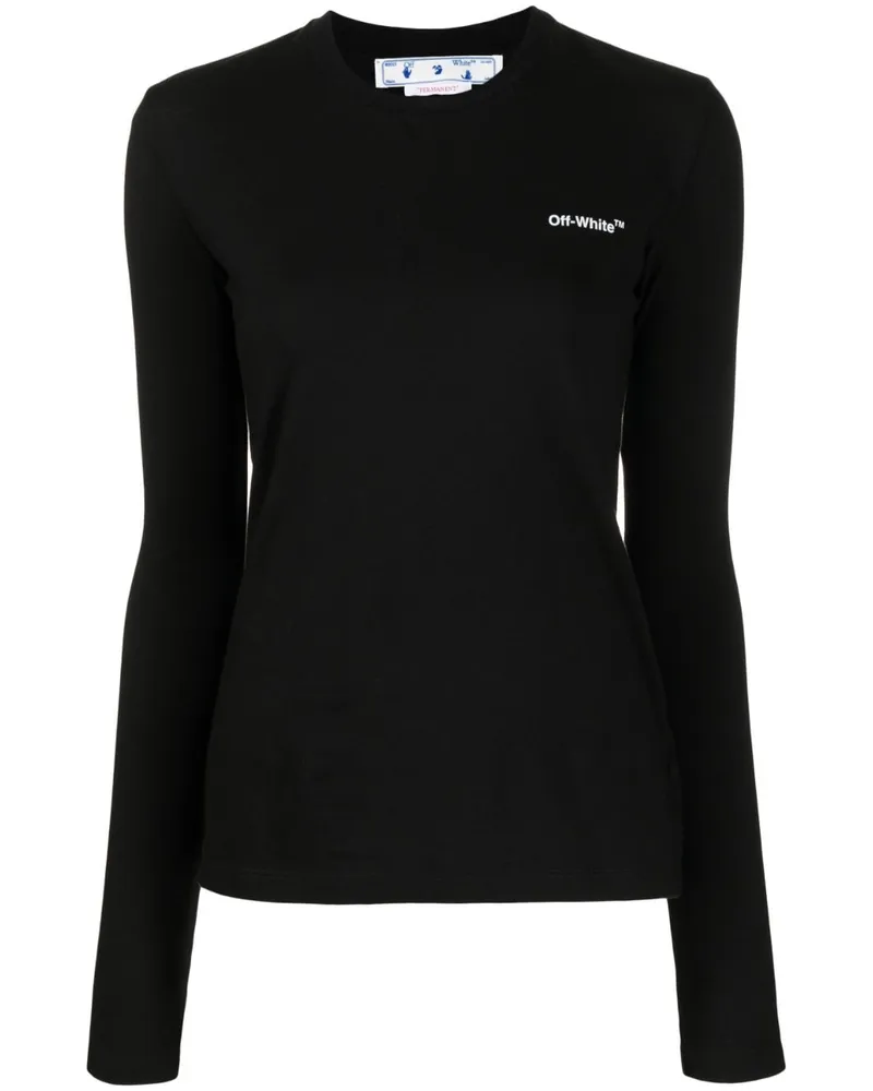 OFF-WHITE Langarmshirt mit Diag-Streifenmuster - Schwarz Schwarz