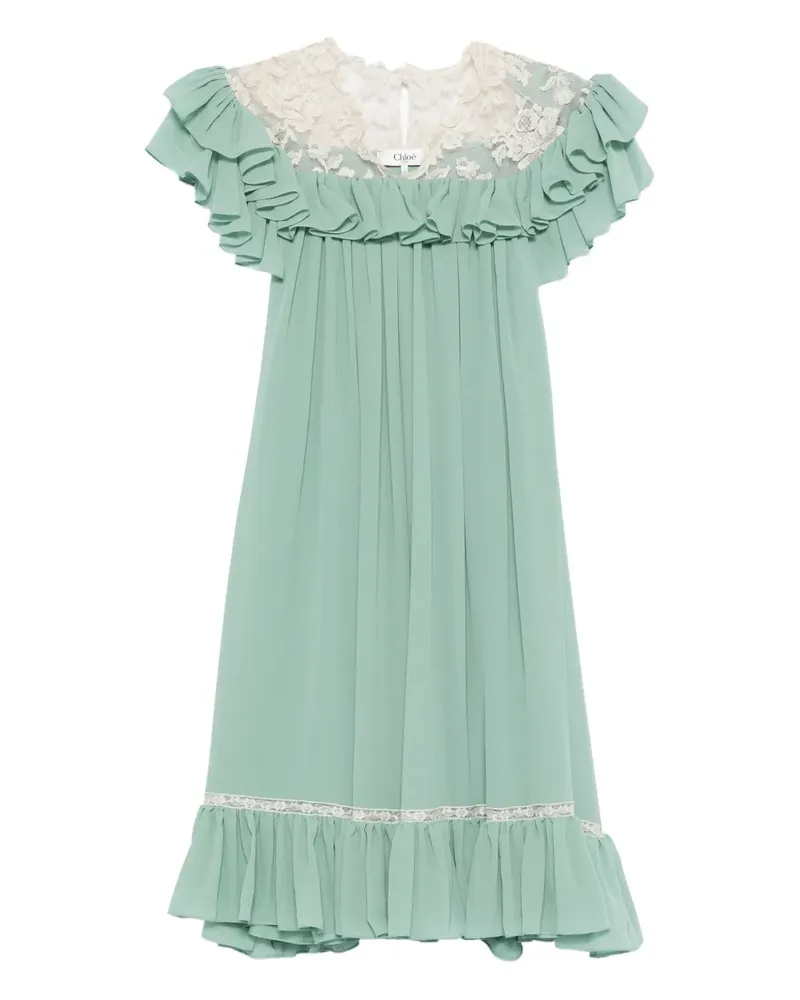 Chloé ruffled lace mini dress - Grün Grün