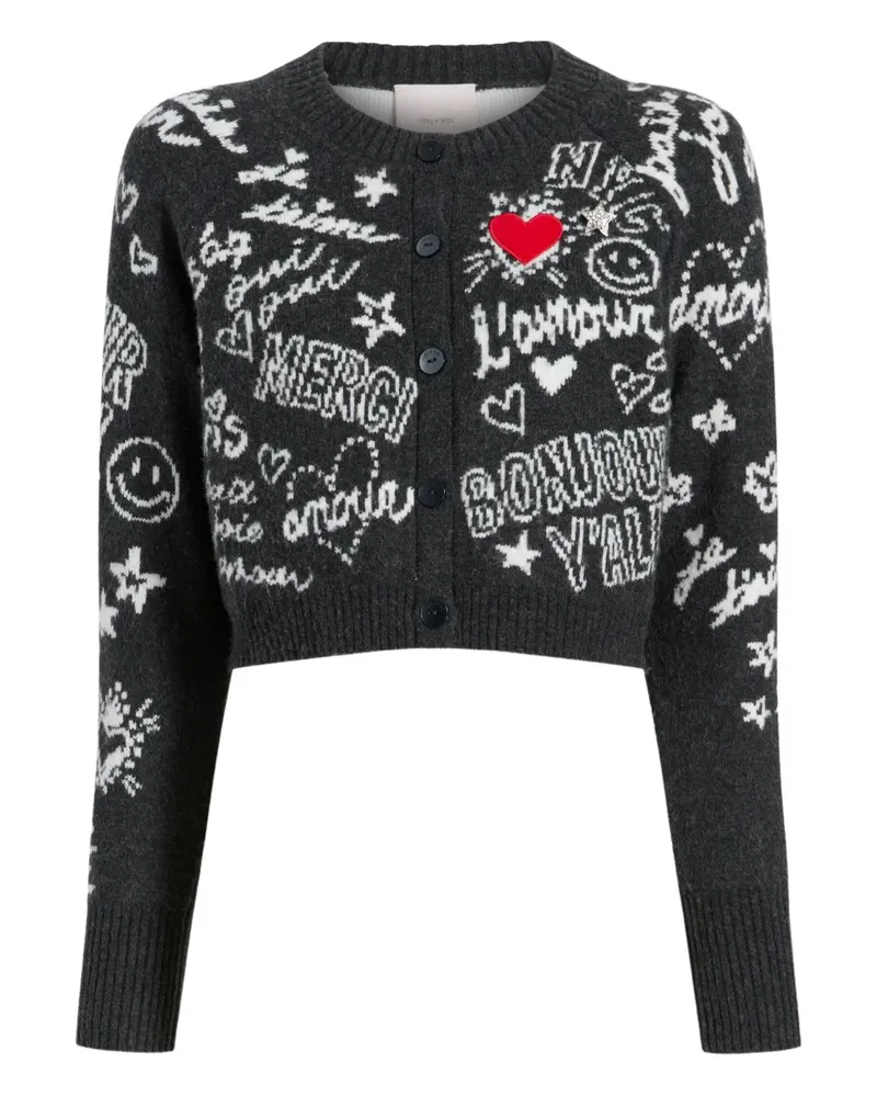 Cinq à Sept Millie Love Doodles Cardigan - Grau Grau