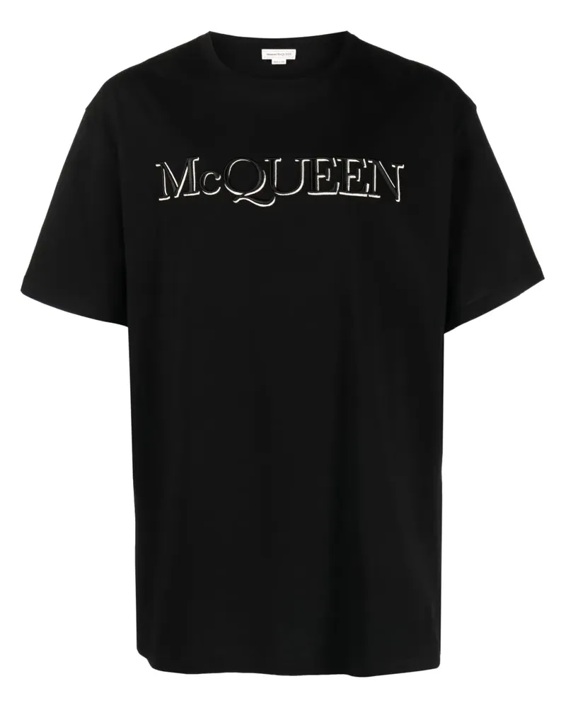 Alexander McQueen T-Shirt mit Logo-Stickerei - Schwarz Schwarz