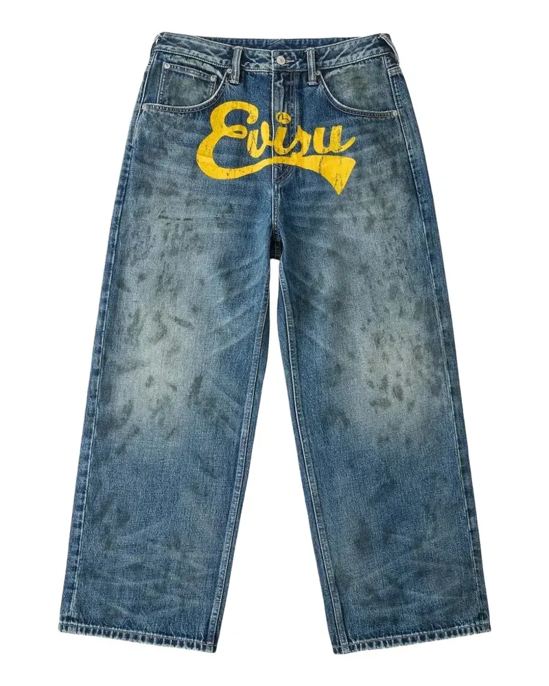Evisu logo-print loose jeans - Blau Blau